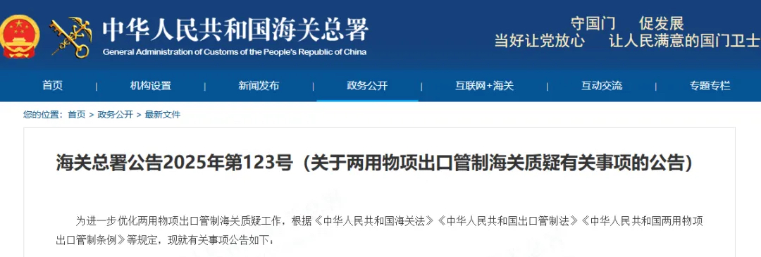 关于两用物项出口管制海关质疑有关事项的公告