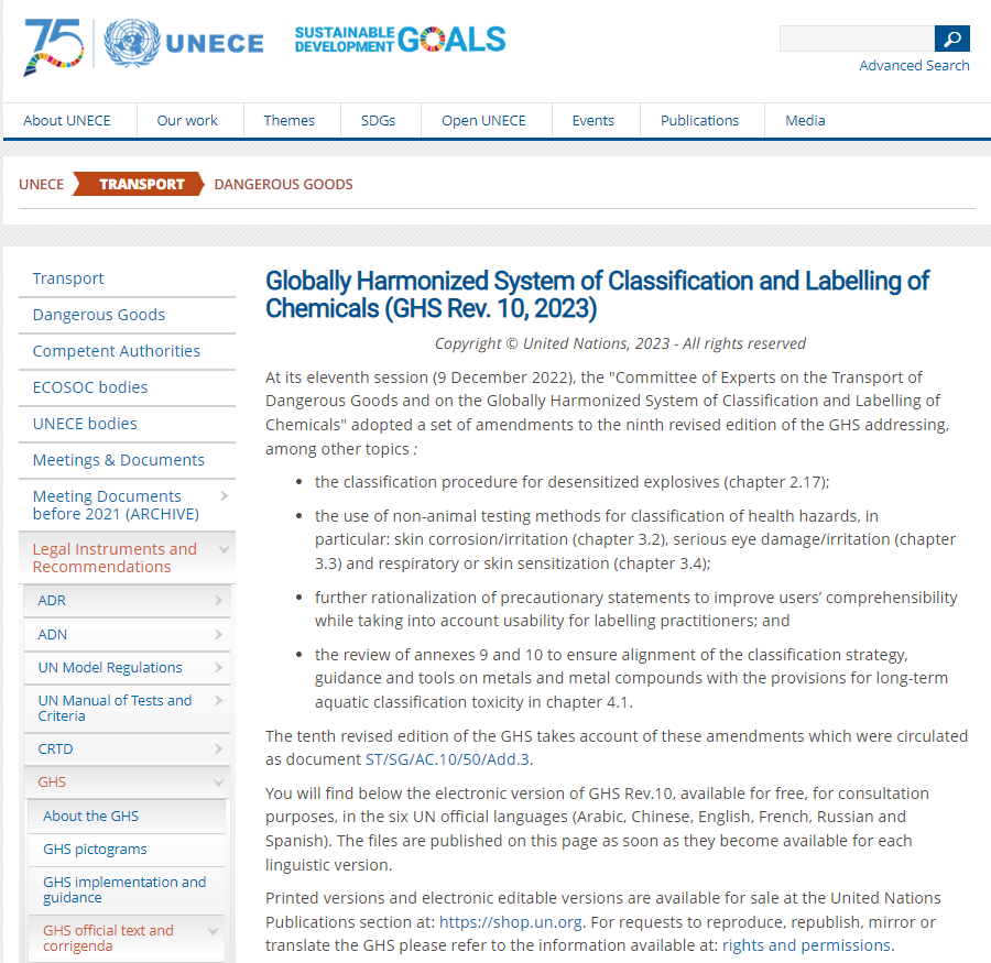 联合国GHS第十修订版（UN GHS Rev. 10）