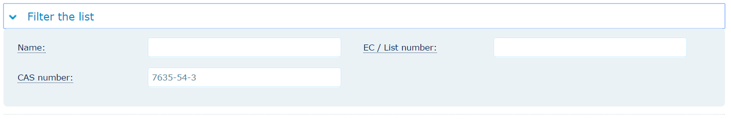 潜在注册人可以通过化学物质名称、EC号或CAS号检索自己的物质是否被列在附件III中