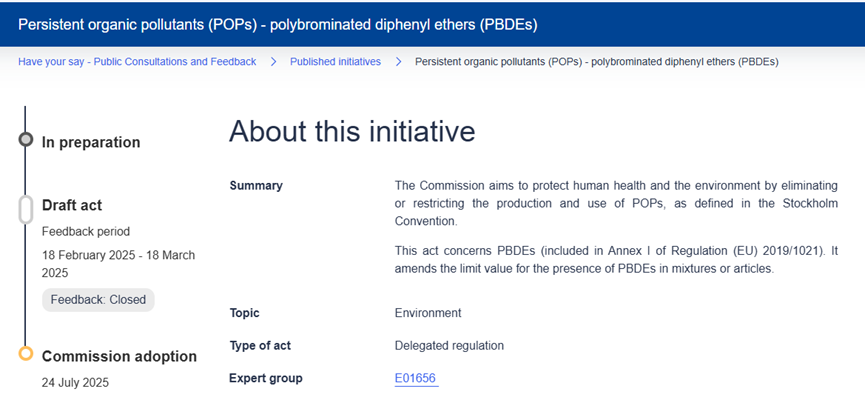 draft amendment to the POPs Regulation (EU) 2019/1021 pbdes